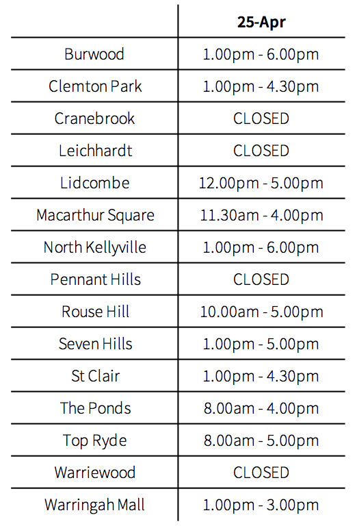 LeafCafe ANZAC Trading Hours